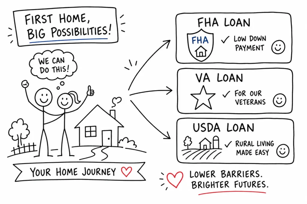 first time buyer loan types fha va usda explained 1780943461267